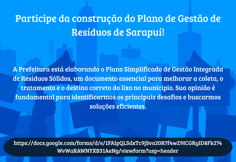 Participe da construção do Plano de Gestão de Resíduos de Sarapuí!